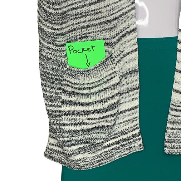 Express Fine Knit Open Cardigan Space Dye 3/4 Sleeve Size S Front Pockets - Picture 8 of 13